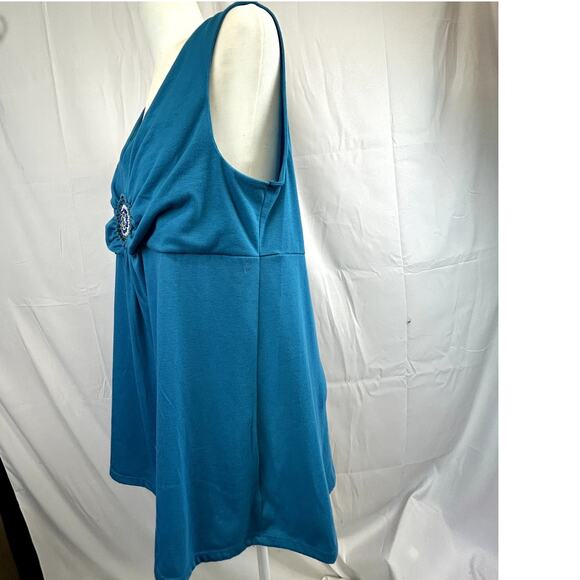 Just My Size JMS size 2xl Women's top sleeveless bling  teal blouse - Picture 4 of 7